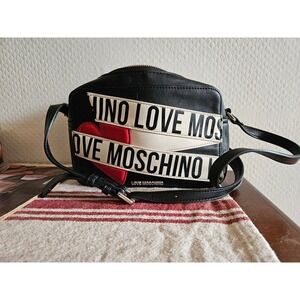 Love Moschino Black Logo Tape Crossbody Camera Bag Womens